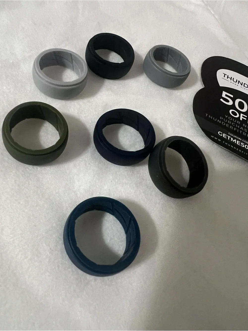 Silicone Men’s Ring Set – Black, Gray, Navy, Olive nip